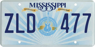 MS license plate ZLD477