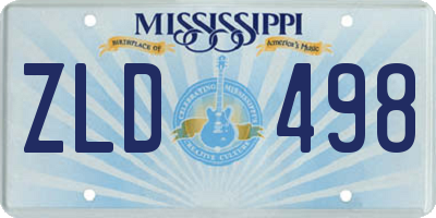 MS license plate ZLD498
