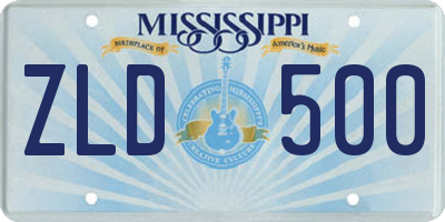 MS license plate ZLD500