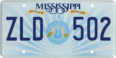 MS license plate ZLD502