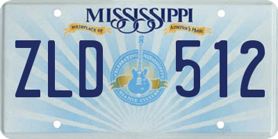 MS license plate ZLD512