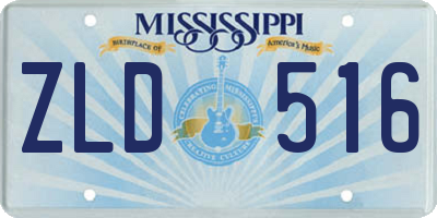 MS license plate ZLD516