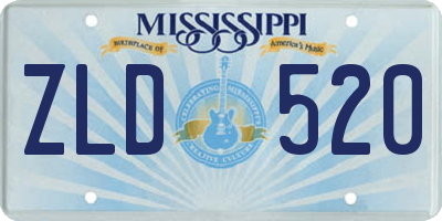 MS license plate ZLD520