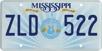 MS license plate ZLD522