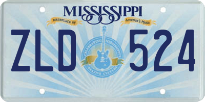 MS license plate ZLD524
