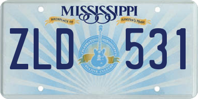 MS license plate ZLD531