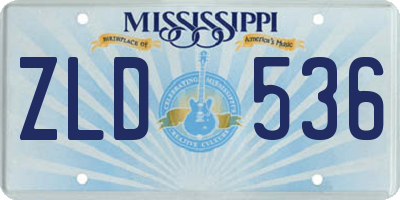 MS license plate ZLD536