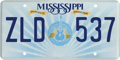 MS license plate ZLD537