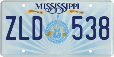 MS license plate ZLD538