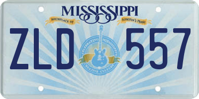 MS license plate ZLD557