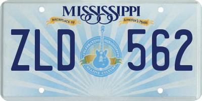 MS license plate ZLD562