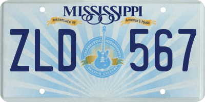 MS license plate ZLD567