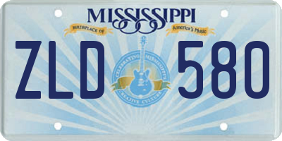 MS license plate ZLD580