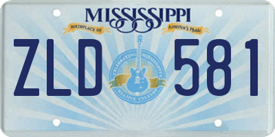 MS license plate ZLD581
