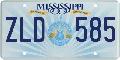 MS license plate ZLD585