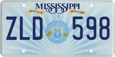 MS license plate ZLD598