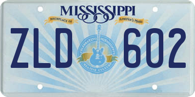 MS license plate ZLD602