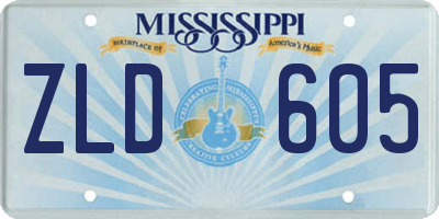 MS license plate ZLD605