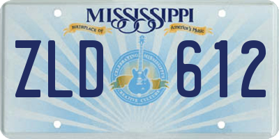 MS license plate ZLD612