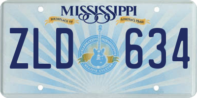 MS license plate ZLD634