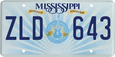 MS license plate ZLD643