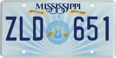 MS license plate ZLD651