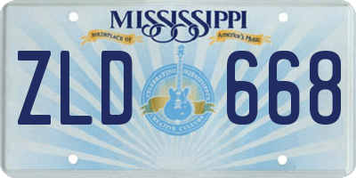 MS license plate ZLD668