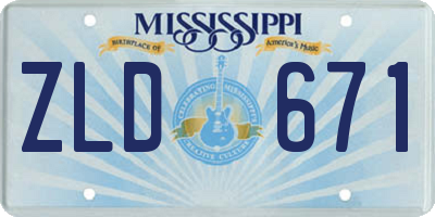 MS license plate ZLD671