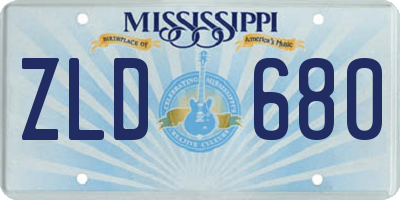 MS license plate ZLD680