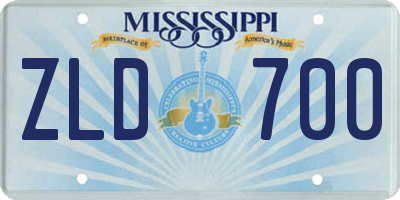 MS license plate ZLD700