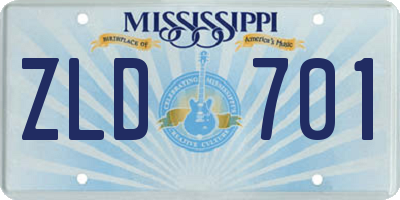 MS license plate ZLD701