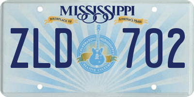 MS license plate ZLD702
