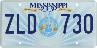 MS license plate ZLD730