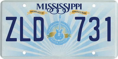 MS license plate ZLD731
