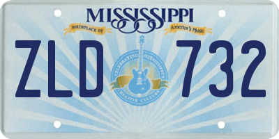 MS license plate ZLD732