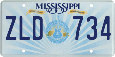 MS license plate ZLD734