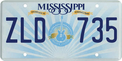 MS license plate ZLD735