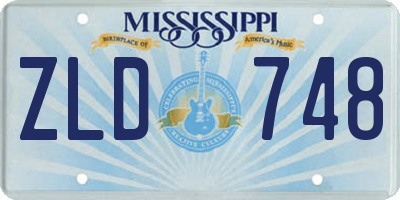 MS license plate ZLD748