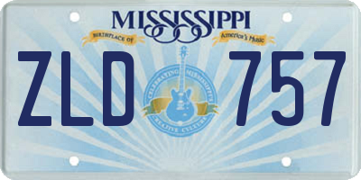 MS license plate ZLD757