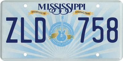 MS license plate ZLD758