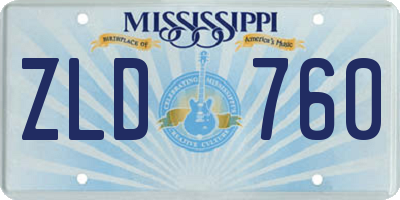 MS license plate ZLD760