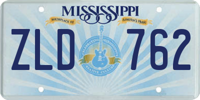 MS license plate ZLD762