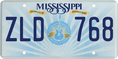 MS license plate ZLD768