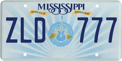 MS license plate ZLD777