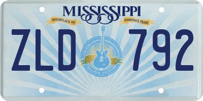MS license plate ZLD792