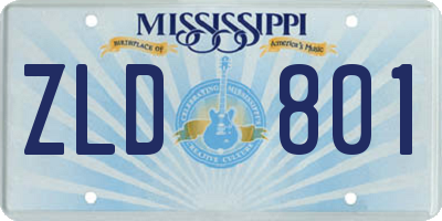 MS license plate ZLD801