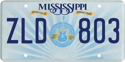 MS license plate ZLD803