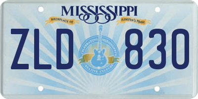MS license plate ZLD830