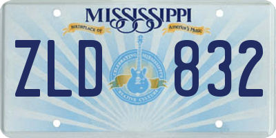 MS license plate ZLD832
