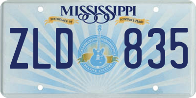 MS license plate ZLD835